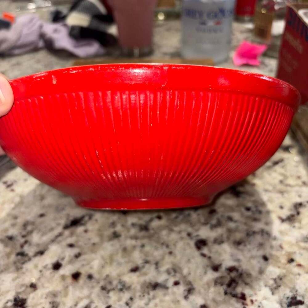Hall Superior Quality Red Ribbed Mixing Bowl